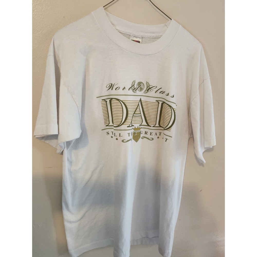 Vintage Large White Single Stitch WORLD CLASS DAD Still The‎ Greatest Shirt USA